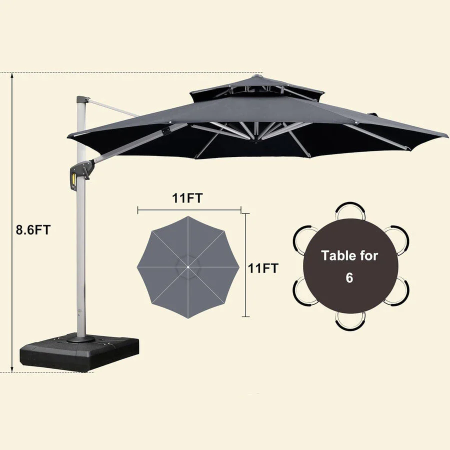 PURPLE LEAF Double Top 360 Degree Rotation Round Outdoor Classic Parasol - Image 45
