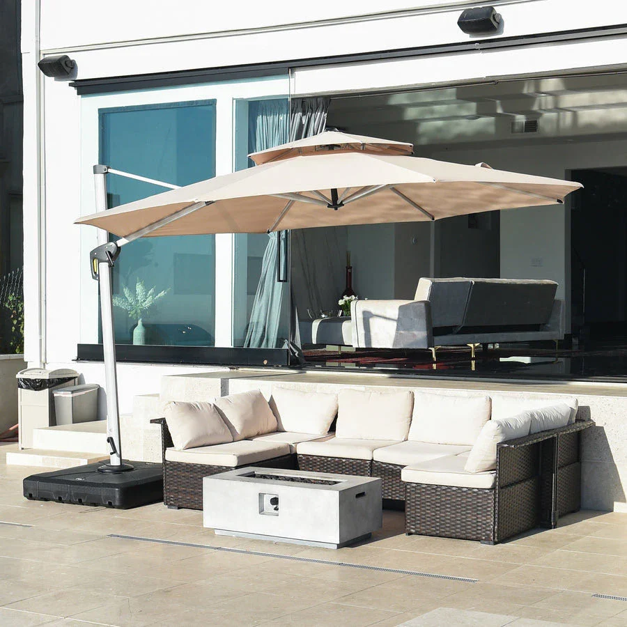 PURPLE LEAF Double Top 360 Degree Rotation Round Outdoor Classic Parasol - Image 49