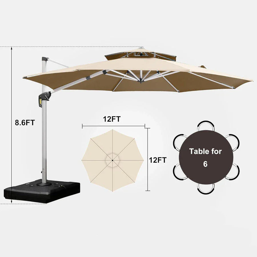 PURPLE LEAF Double Top 360 Degree Rotation Round Outdoor Classic Parasol - Image 56