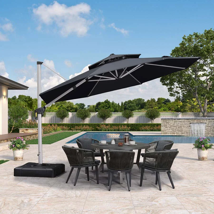 PURPLE LEAF Double Top 360 Degree Rotation Round Outdoor Classic Parasol - Image 60