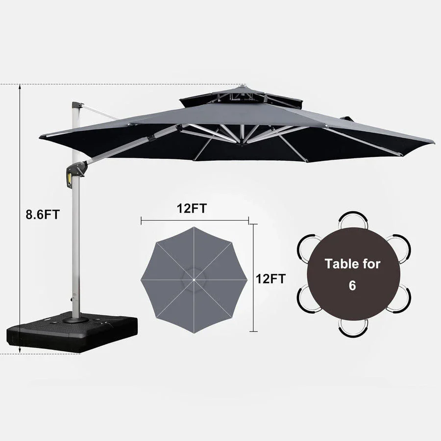 PURPLE LEAF Double Top 360 Degree Rotation Round Outdoor Classic Parasol - Image 67