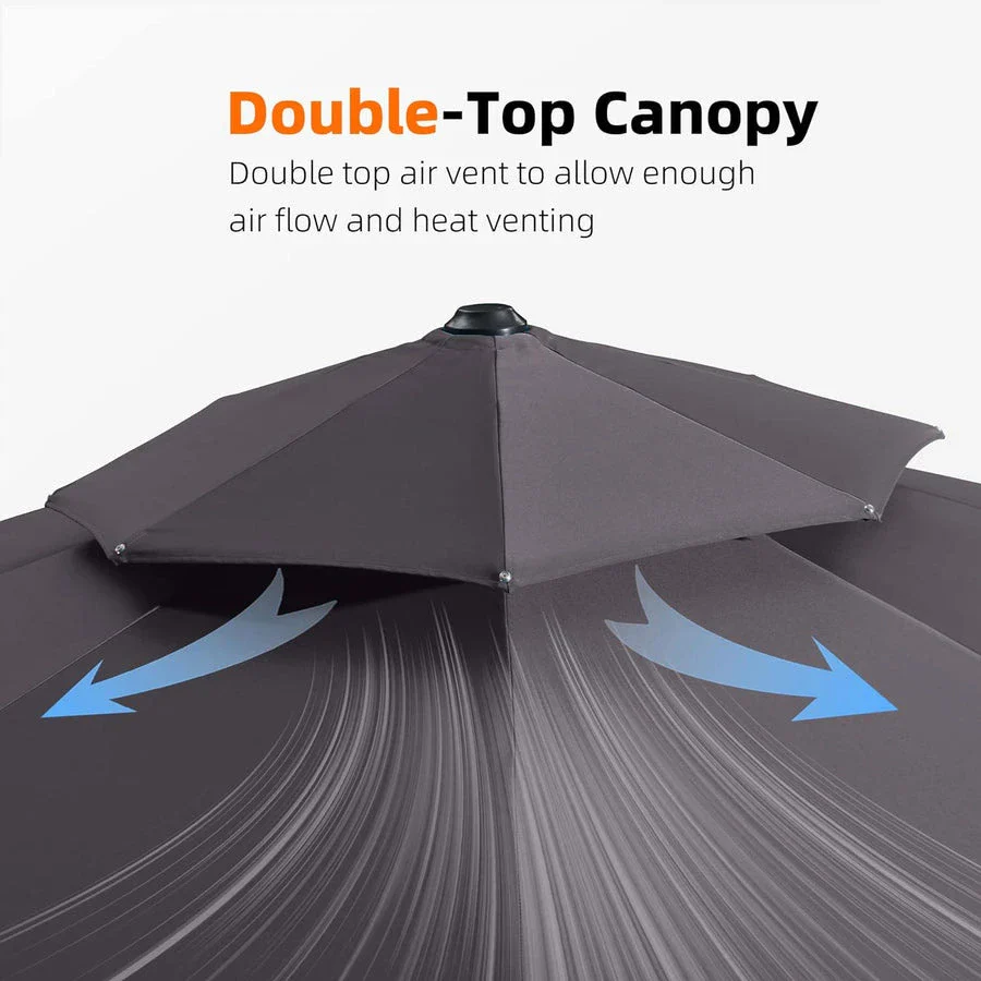 PURPLE LEAF Double Top 360 Degree Rotation Round Outdoor Classic Parasol - Image 68