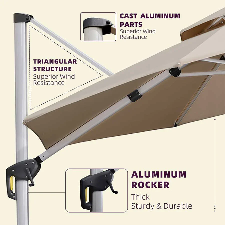 PURPLE LEAF Double Top 360 Degree Rotation Round Outdoor Classic Parasol - Image 8