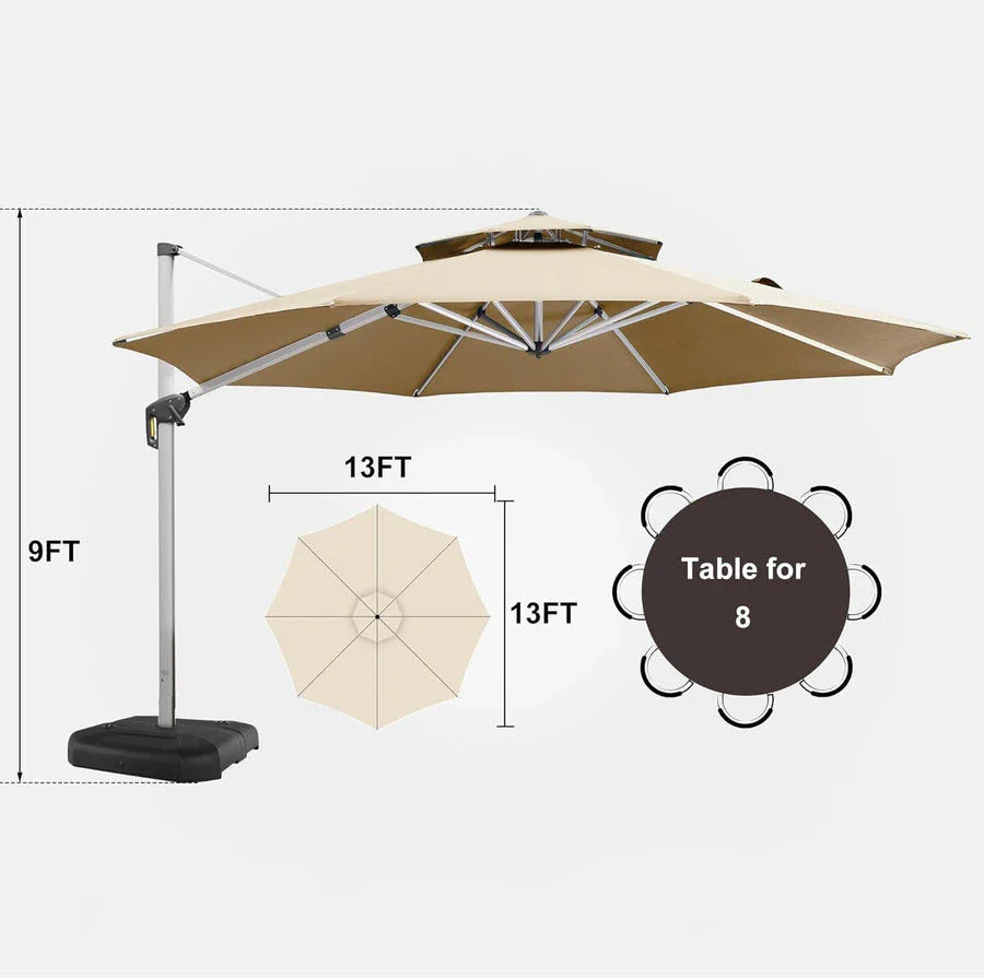 PURPLE LEAF Double Top 360 Degree Rotation Round Outdoor Classic Parasol - Image 80