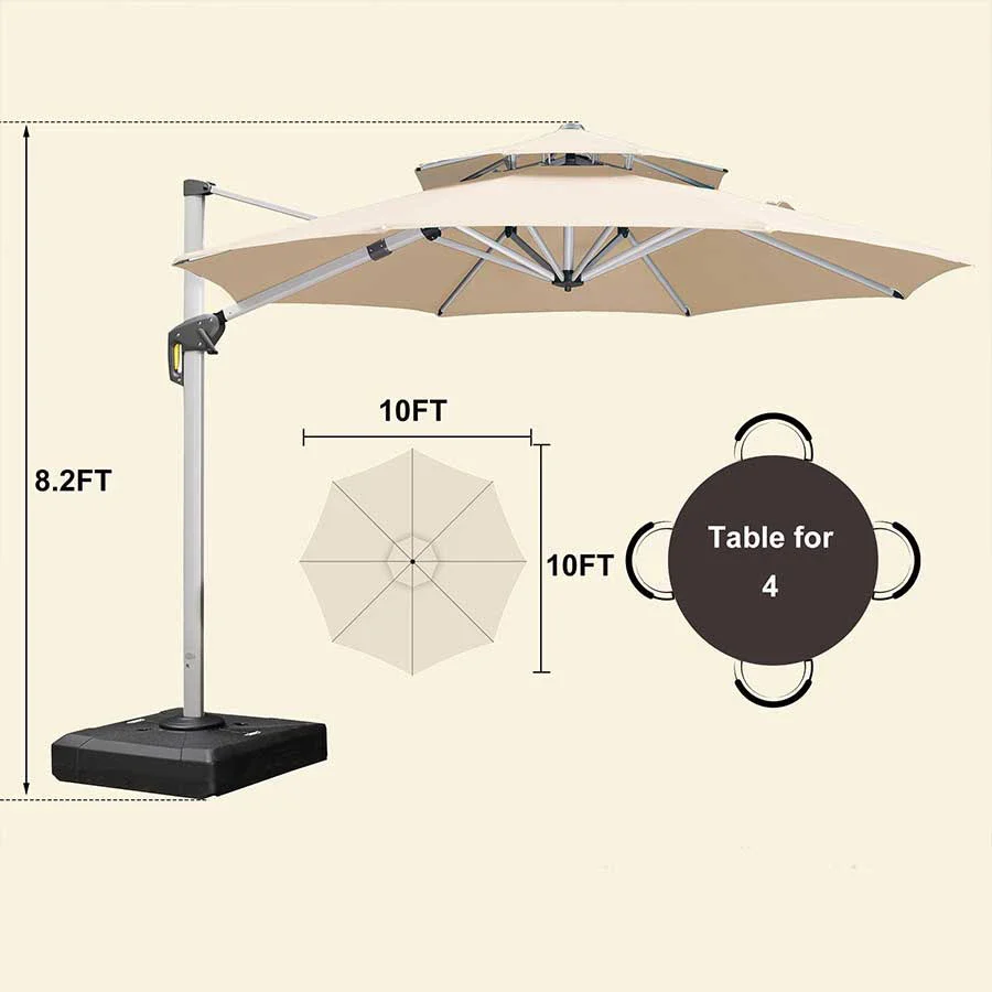 PURPLE LEAF Double Top 360 Degree Rotation Round Outdoor Classic Parasol - Image 9