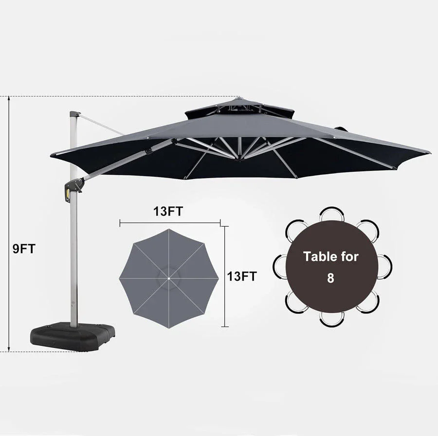PURPLE LEAF Double Top 360 Degree Rotation Round Outdoor Classic Parasol - Image 91