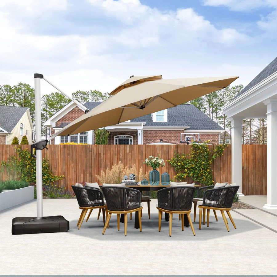 PURPLE LEAF Double Top 360 Degree Rotation Round Outdoor Classic Parasol - Image 92