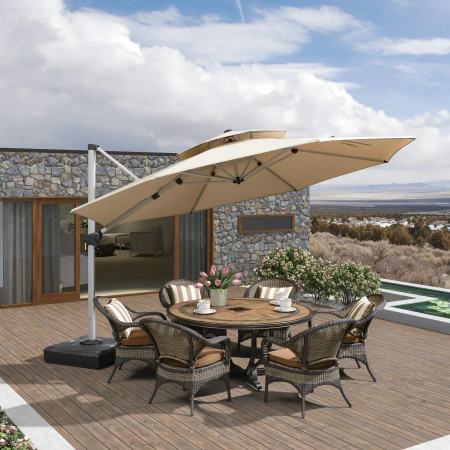 PURPLE LEAF Double Top 360 Degree Rotation Round Outdoor Classic Parasol - Image 93