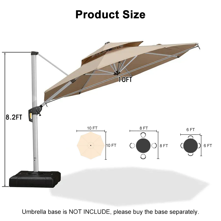PURPLE LEAF Double Top 360 Degree Rotation Round Outdoor Classic Parasol - Image 97