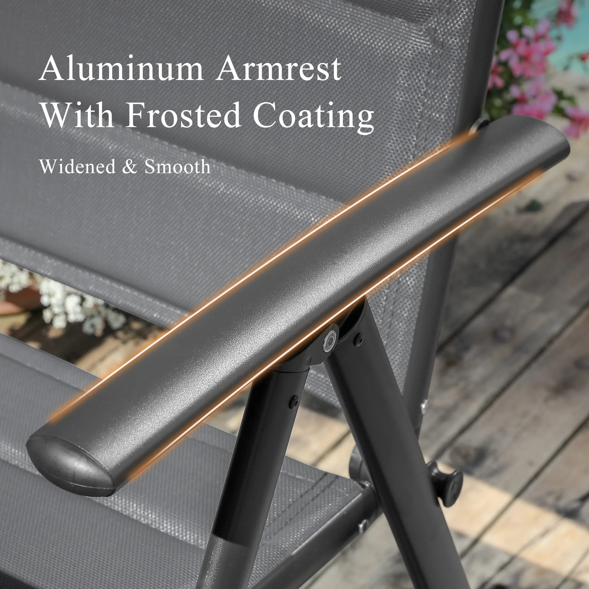 PURPLE LEAF Patio Dining Table with  Teak-Finish&Aluminum Frame for Backyard Kitchen - Image 15