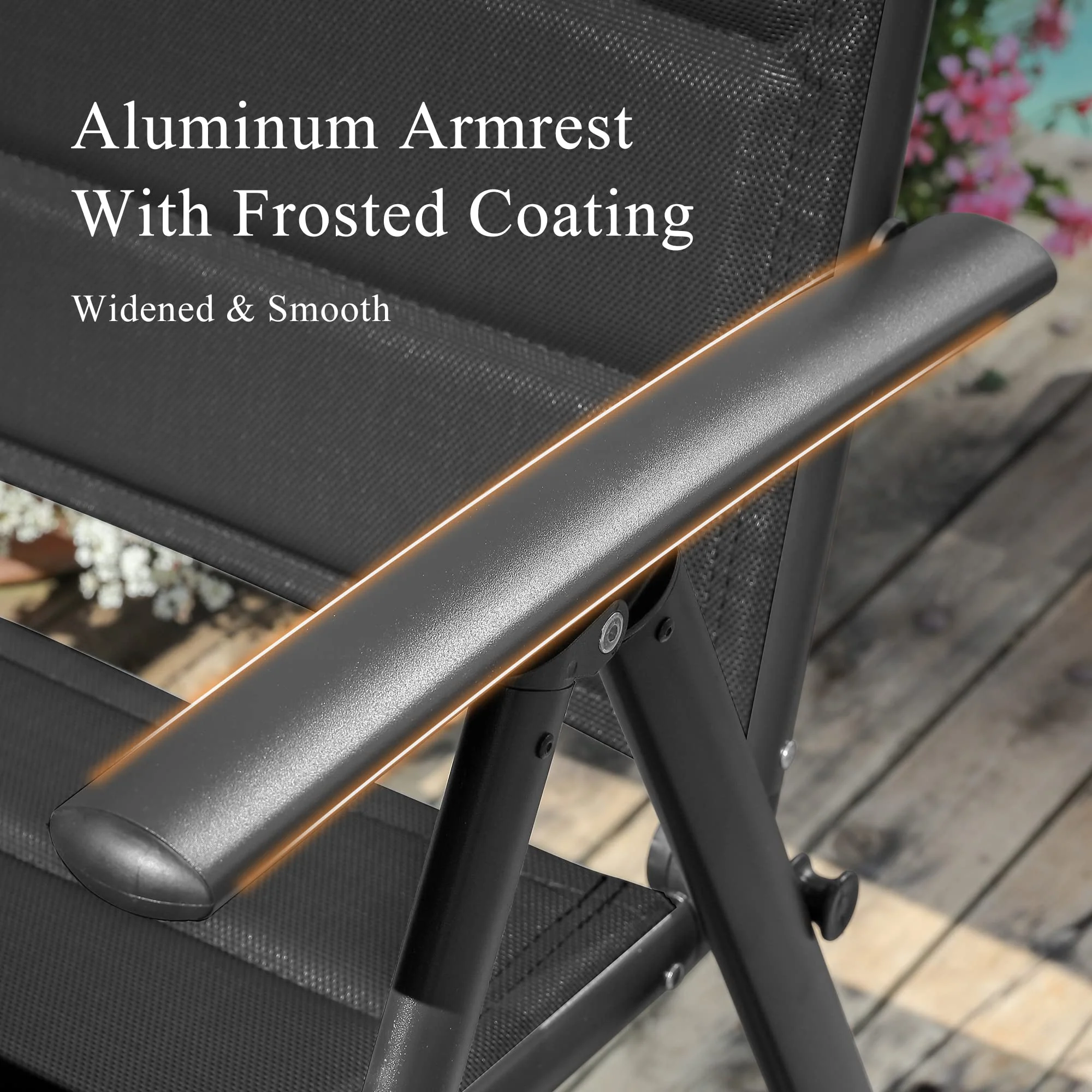 PURPLE LEAF Patio Dining Table with  Teak-Finish&Aluminum Frame for Backyard Kitchen - Image 3