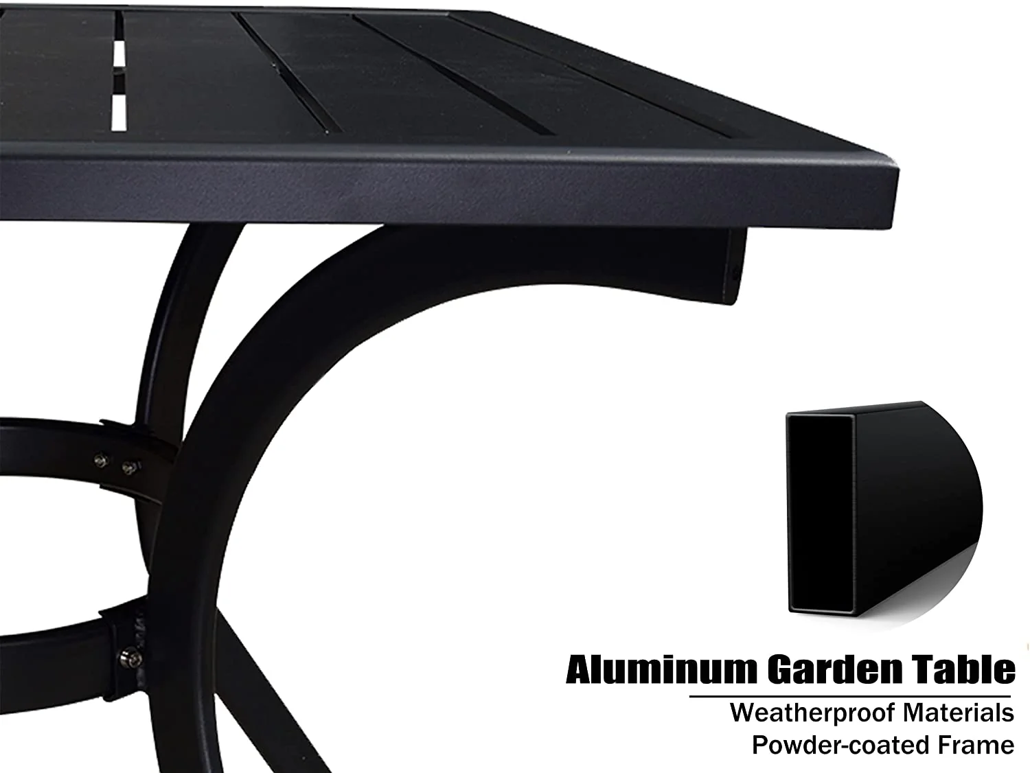 PURPLE LEAF Patio Dining Table with  Teak-Finish&Aluminum Frame for Backyard Kitchen - Image 41