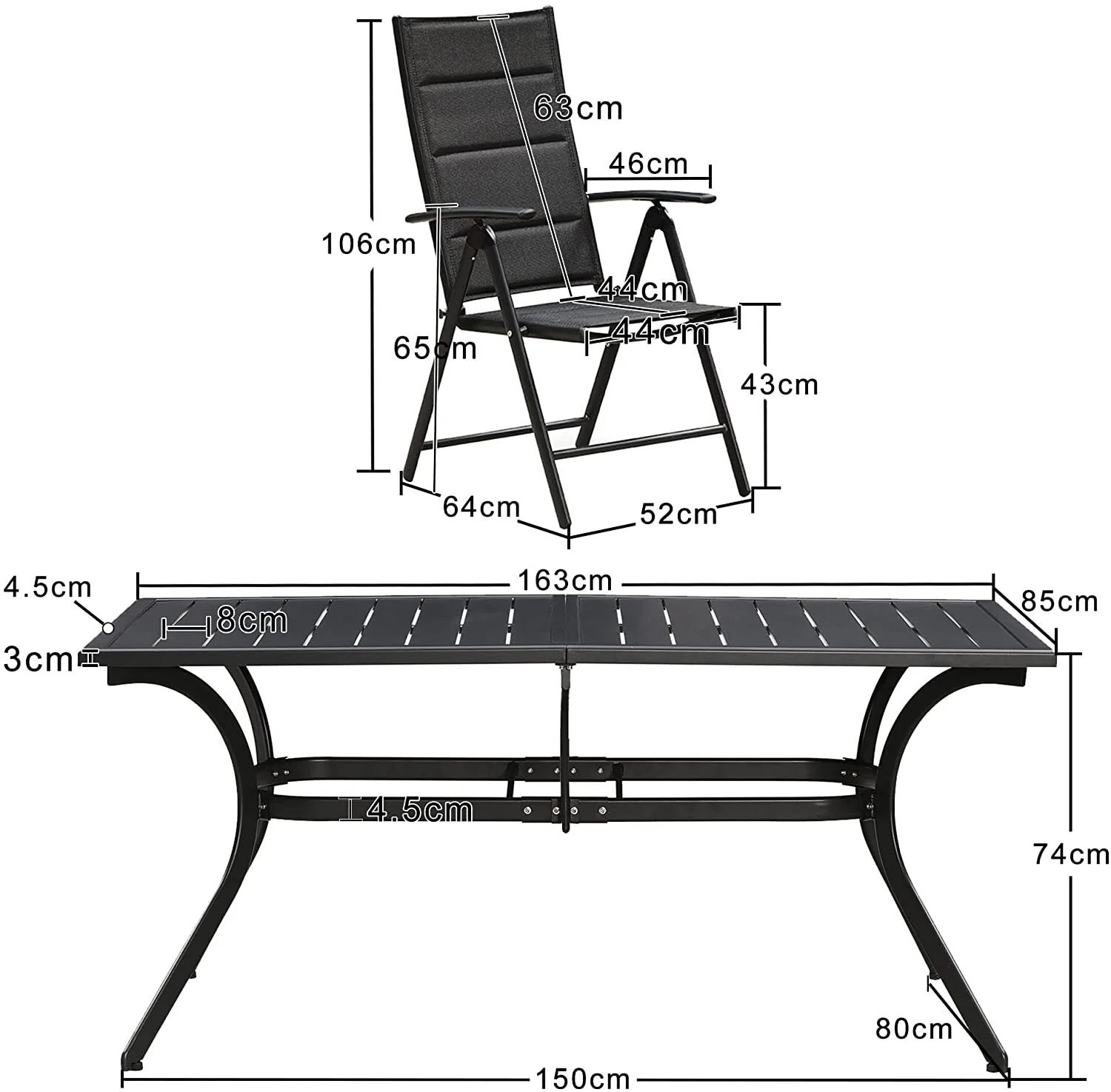 PURPLE LEAF Patio Dining Table with  Teak-Finish&Aluminum Frame for Backyard Kitchen - Image 42