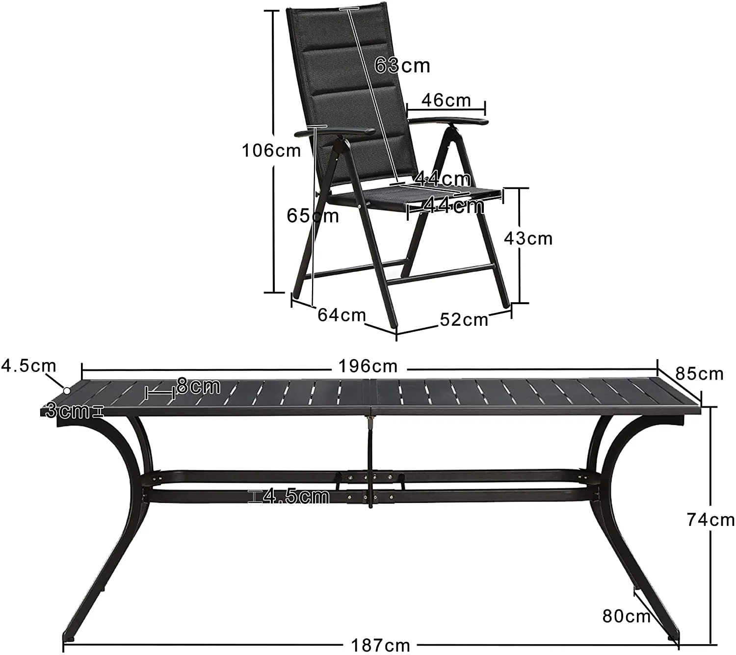 PURPLE LEAF Patio Dining Table with  Teak-Finish&Aluminum Frame for Backyard Kitchen - Image 46