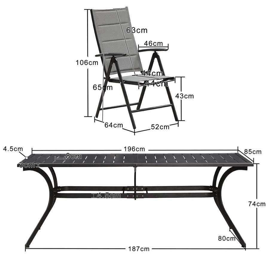 PURPLE LEAF Patio Dining Table with  Teak-Finish&Aluminum Frame for Backyard Kitchen - Image 48