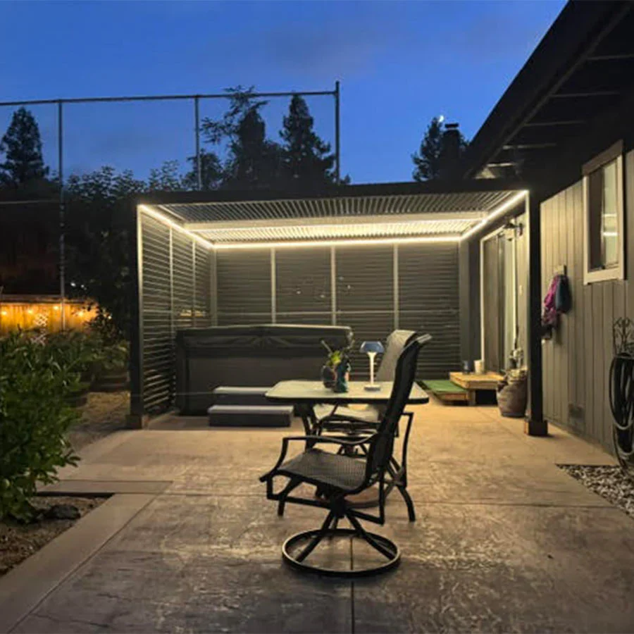 PURPLE LEAF Athena Louvered Pergola Grey Outdoor Aluminum Pergola with Strip Lights Adjustable Gazebo for Patio Deck Garden - Image 10