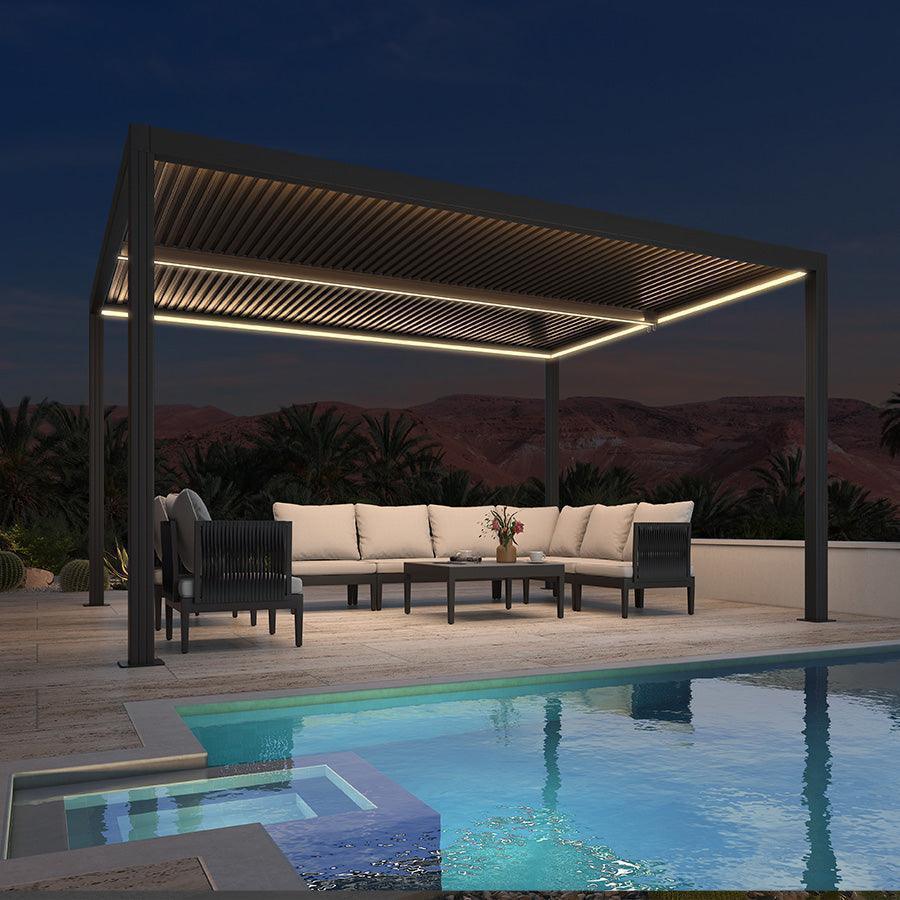 PURPLE LEAF Athena Louvered Pergola Grey Outdoor Aluminum Pergola with Strip Lights Adjustable Gazebo for Patio Deck Garden - Image 11