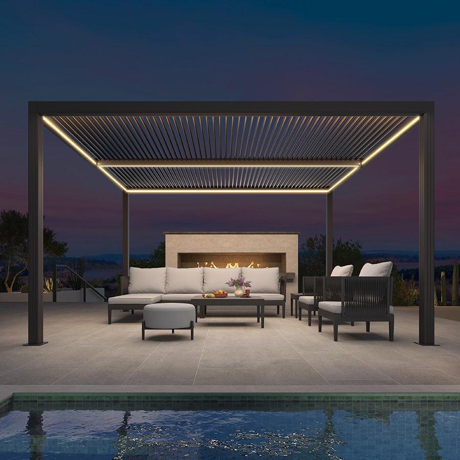 PURPLE LEAF Athena Louvered Pergola Grey Outdoor Aluminum Pergola with Strip Lights Adjustable Gazebo for Patio Deck Garden - Image 19