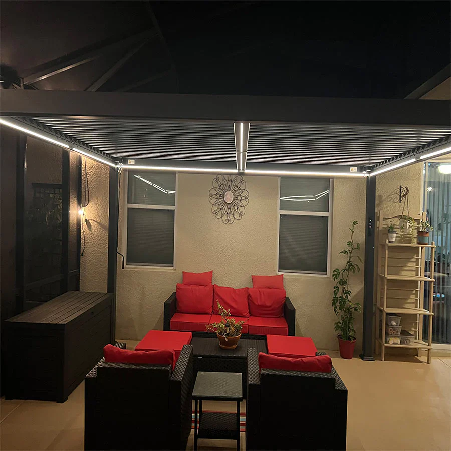 PURPLE LEAF Athena Louvered Pergola Grey Outdoor Aluminum Pergola with Strip Lights Adjustable Gazebo for Patio Deck Garden - Image 21