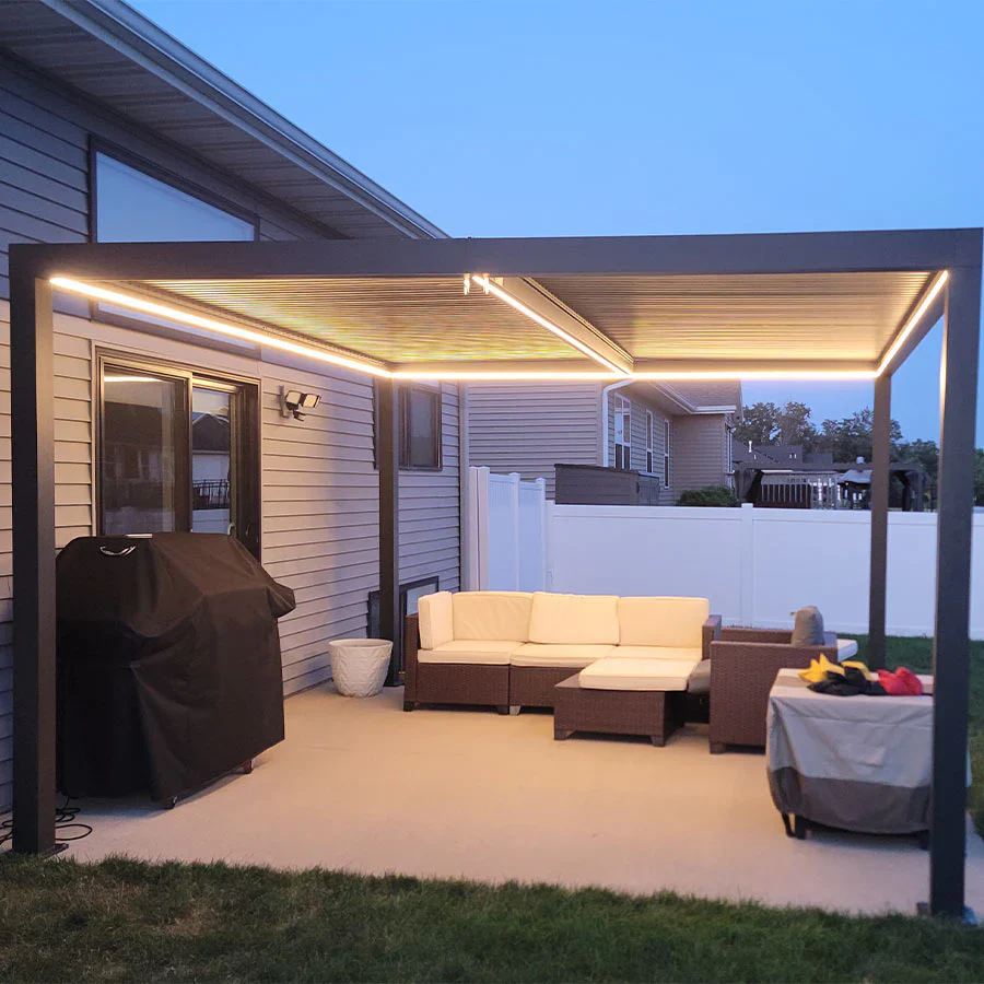 PURPLE LEAF Athena Louvered Pergola Grey Outdoor Aluminum Pergola with Strip Lights Adjustable Gazebo for Patio Deck Garden - Image 23