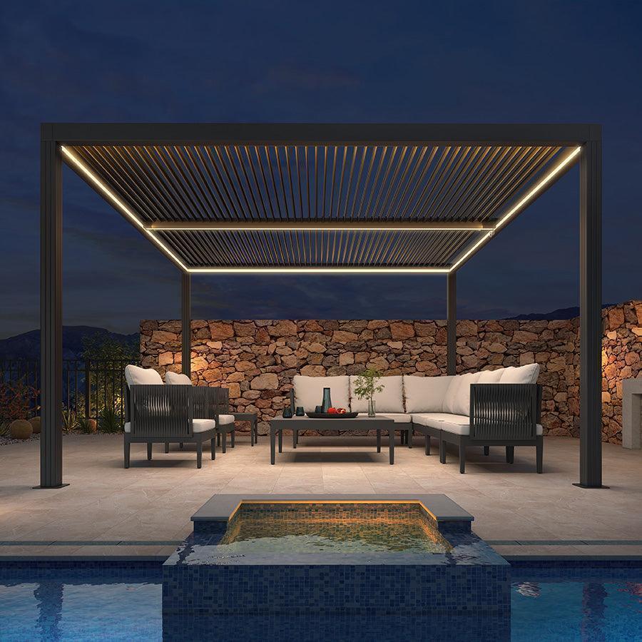 PURPLE LEAF Athena Louvered Pergola Grey Outdoor Aluminum Pergola with Strip Lights Adjustable Gazebo for Patio Deck Garden - Image 24