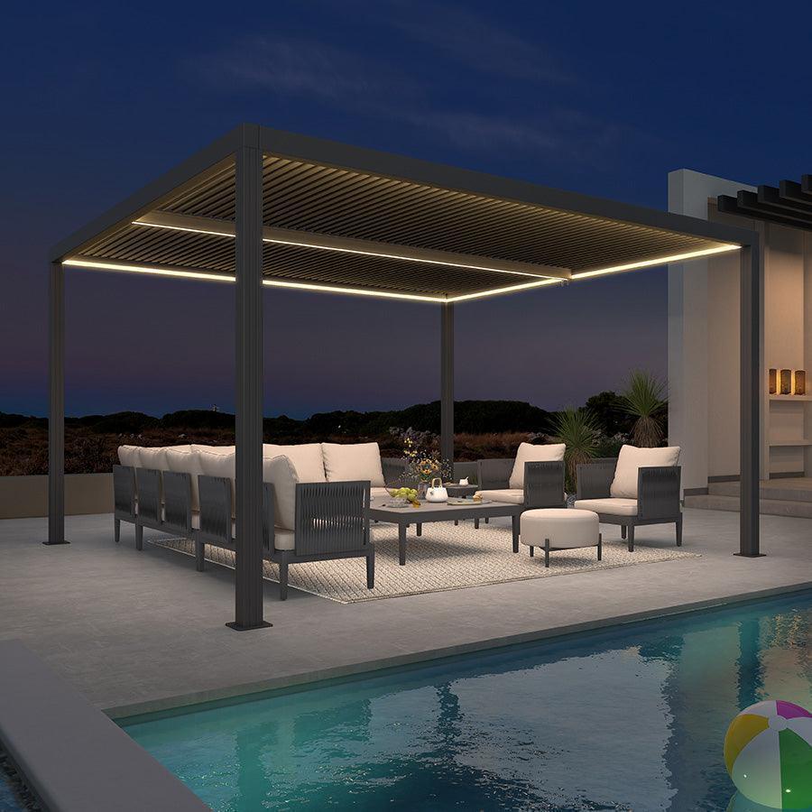 PURPLE LEAF Athena Louvered Pergola Grey Outdoor Aluminum Pergola with Strip Lights Adjustable Gazebo for Patio Deck Garden - Image 27