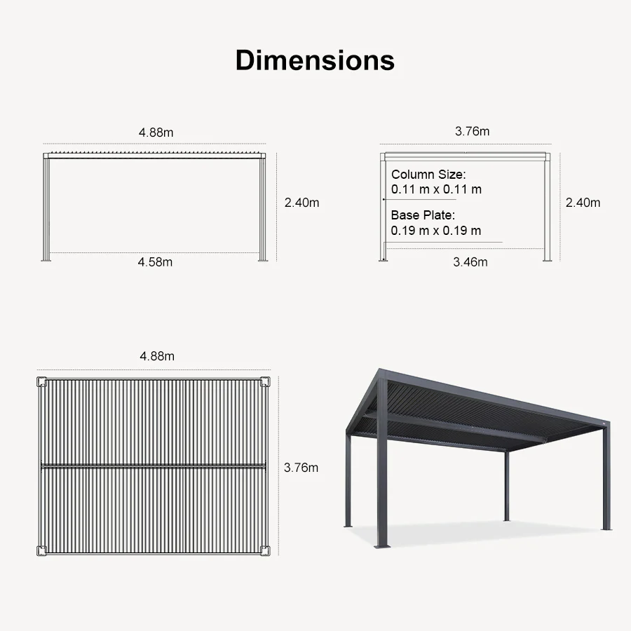 PURPLE LEAF Athena Louvered Pergola Grey Outdoor Aluminum Pergola with Strip Lights Adjustable Gazebo for Patio Deck Garden - Image 28