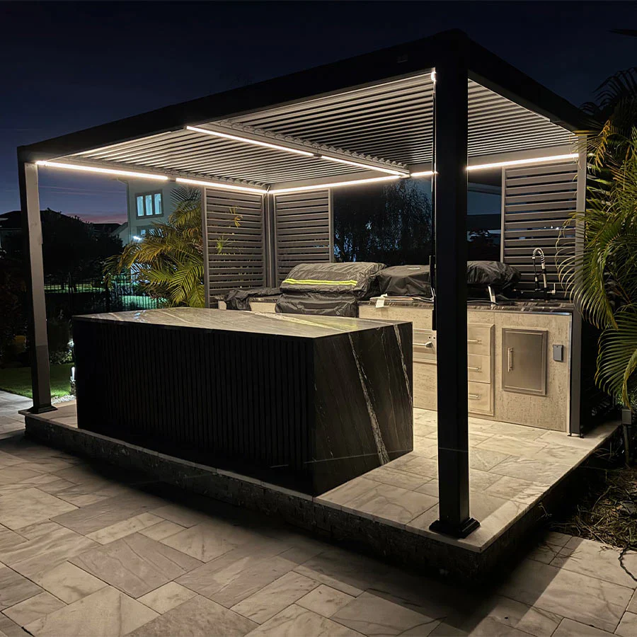 PURPLE LEAF Athena Louvered Pergola Grey Outdoor Aluminum Pergola with Strip Lights Adjustable Gazebo for Patio Deck Garden - Image 29