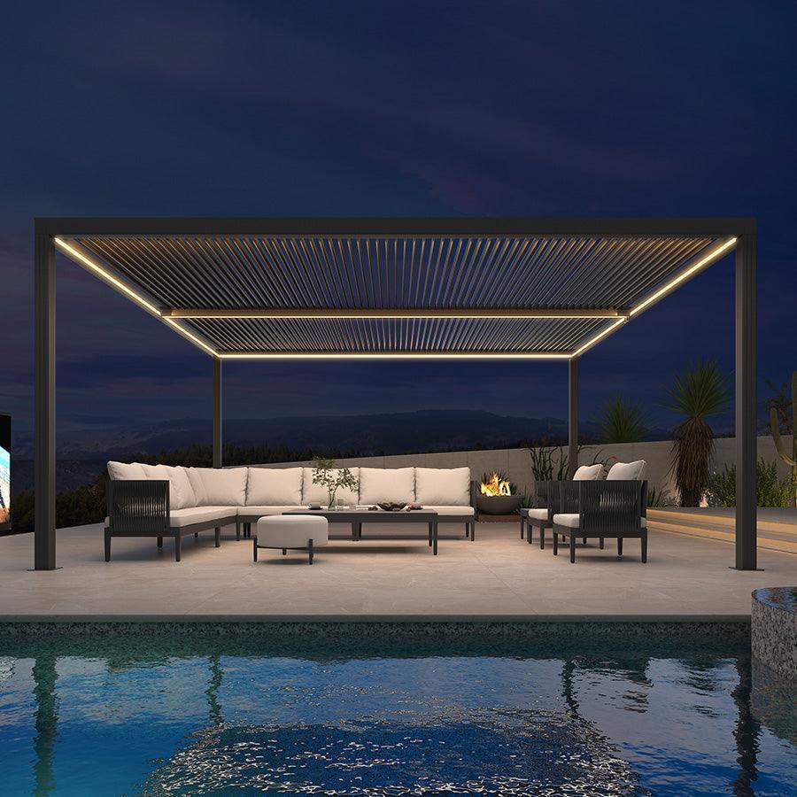 PURPLE LEAF Athena Louvered Pergola Grey Outdoor Aluminum Pergola with Strip Lights Adjustable Gazebo for Patio Deck Garden - Image 30