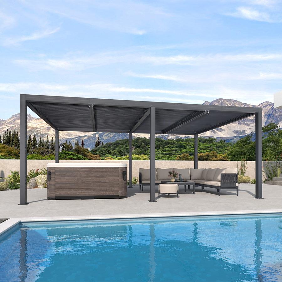 PURPLE LEAF Athena Louvered Pergola Outdoor Aluminum Pergola with Adjustable Roof for Deck Backyard Garden Hardtop Gazebo - Image 10