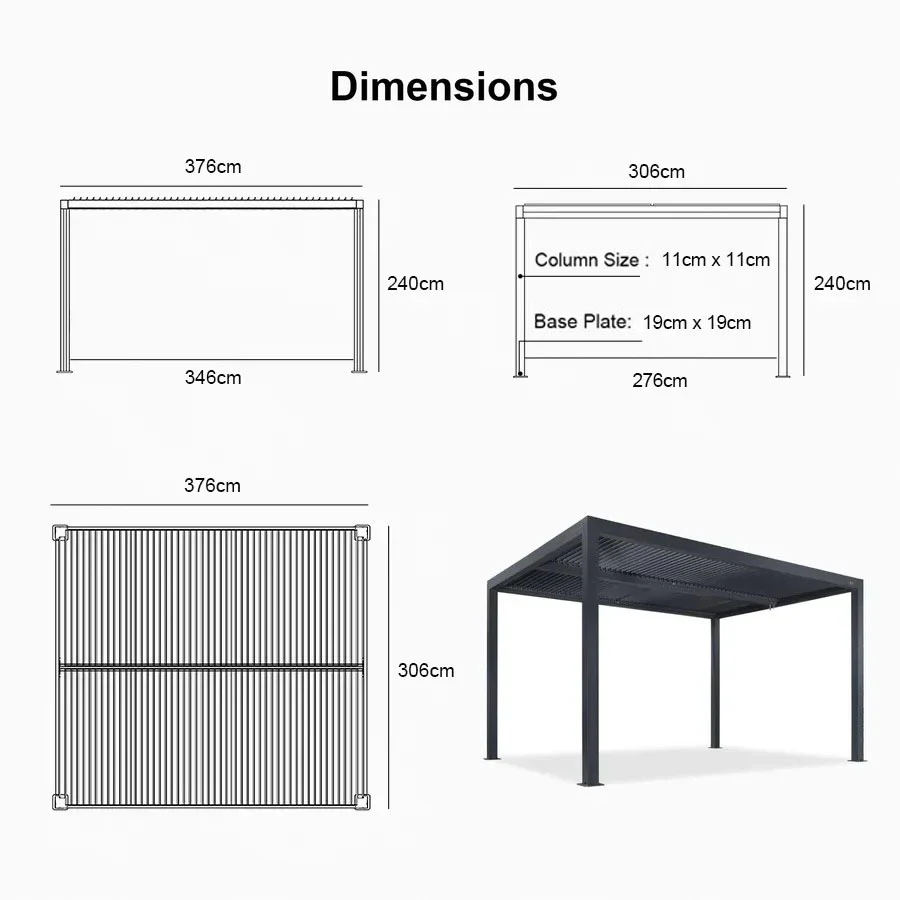 PURPLE LEAF Athena Louvered Pergola Outdoor Aluminum Pergola with Adjustable Roof for Deck Backyard Garden Hardtop Gazebo - Image 23