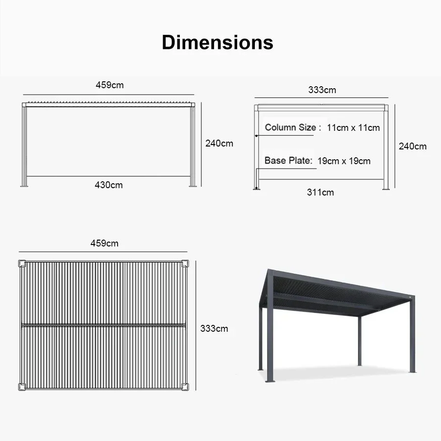 PURPLE LEAF Athena Louvered Pergola Outdoor Aluminum Pergola with Adjustable Roof for Deck Backyard Garden Hardtop Gazebo - Image 26