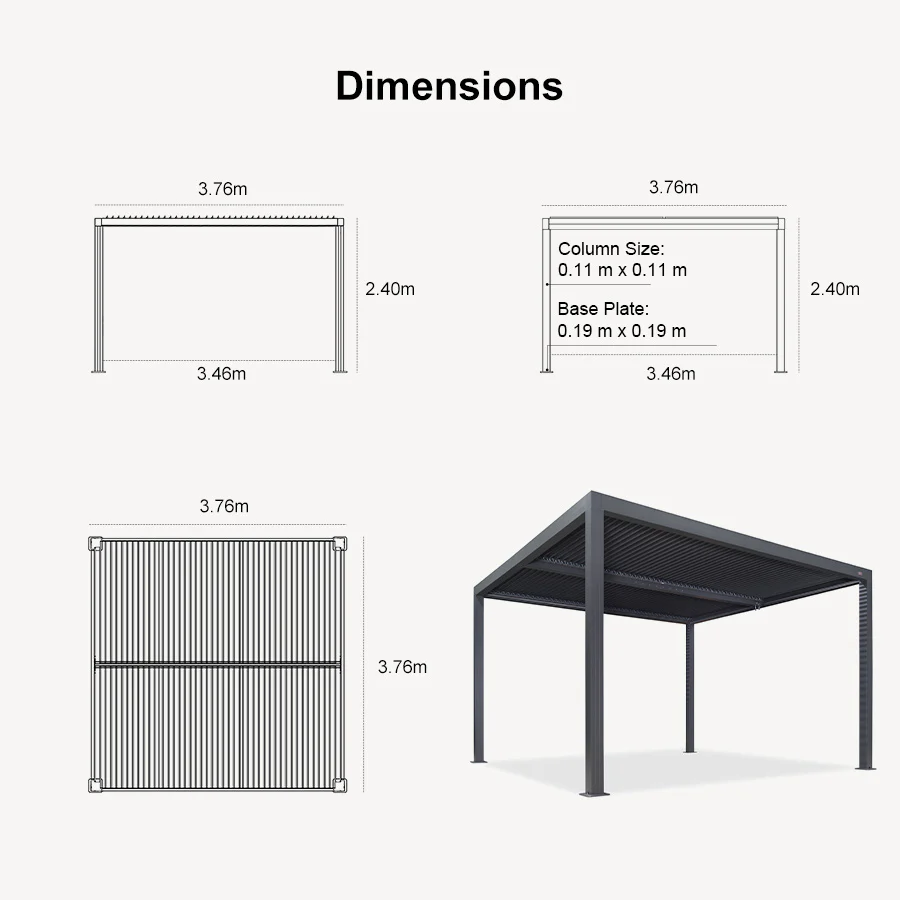 PURPLE LEAF Athena Louvered Pergola Outdoor Aluminum Pergola with Adjustable Roof for Deck Backyard Garden Hardtop Gazebo - Image 27