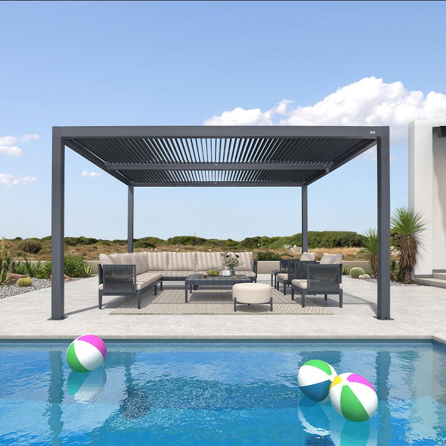 PURPLE LEAF Athena Louvered Pergola Outdoor Aluminum Pergola with Adjustable Roof for Deck Backyard Garden Hardtop Gazebo - Image 8