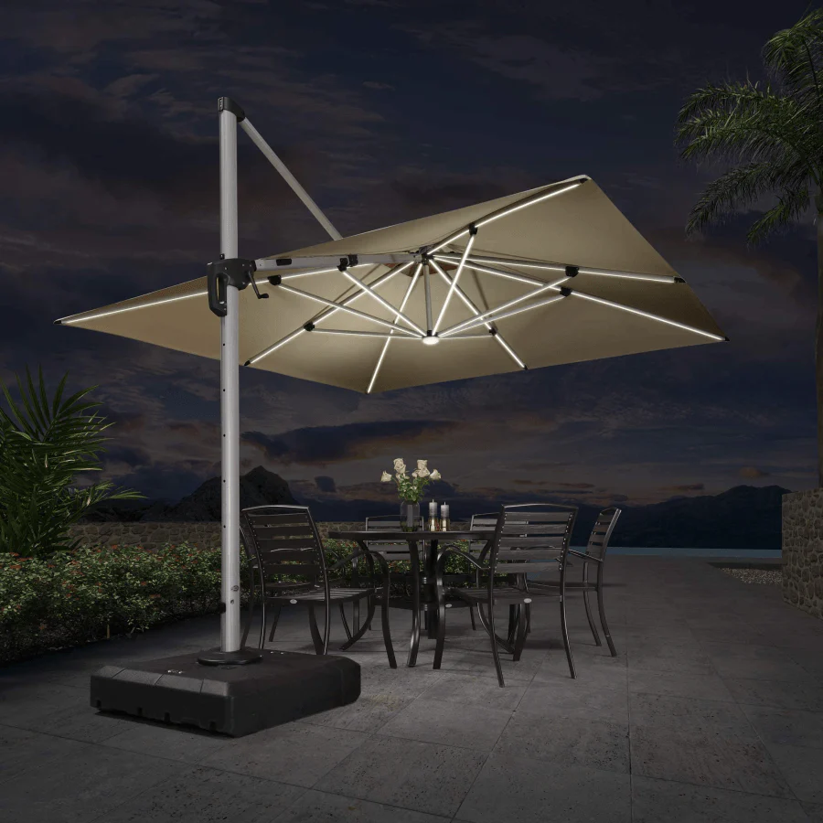 PURPLE LEAF Large Solar Yard Parasol Double Top Square Patio Umbrella with Lights - Image 3