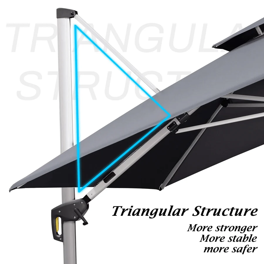 PURPLE LEAF Large Solar Yard Parasol Double Top Square Patio Umbrella with Lights - Image 33