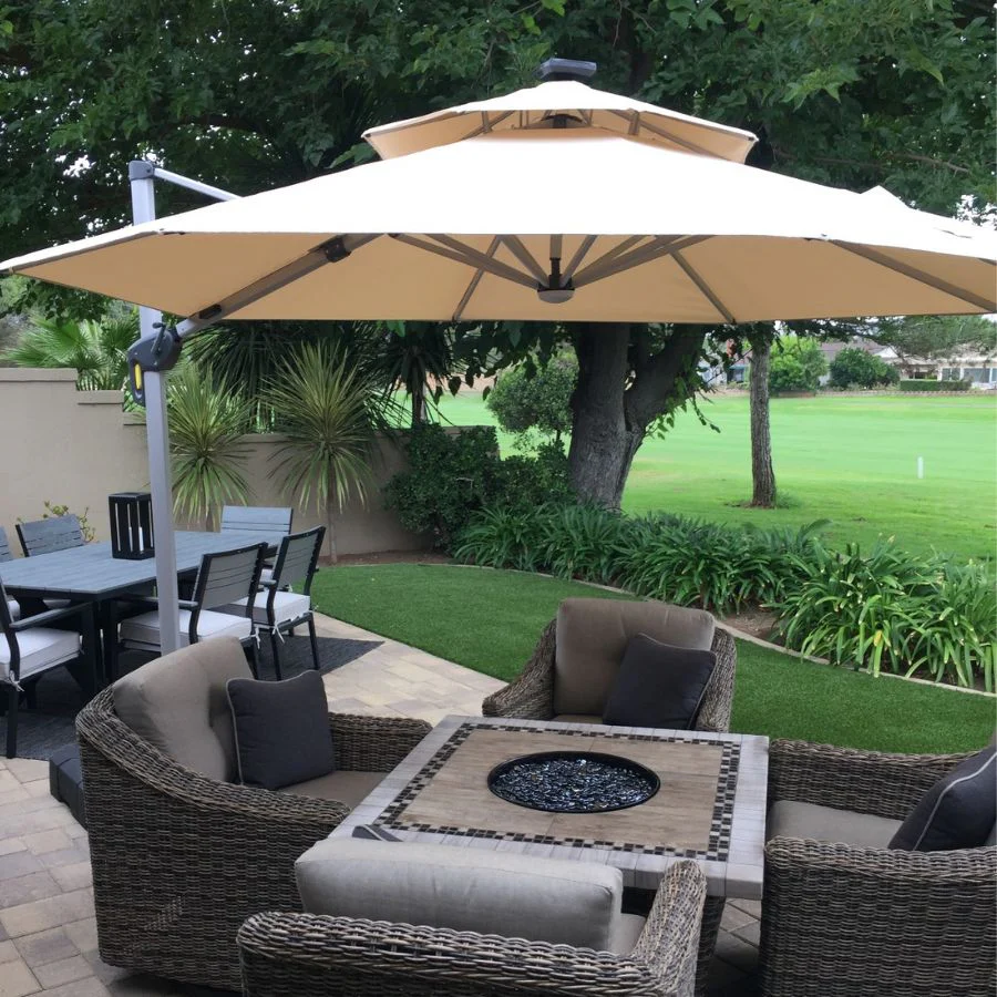 PURPLE LEAF Large Solar Yard Parasol Double Top Square Patio Umbrella with Lights - Image 45
