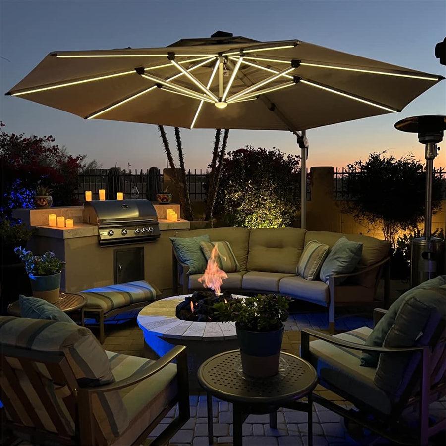 PURPLE LEAF Large Solar Yard Parasol Double Top Square Patio Umbrella with Lights - Image 53