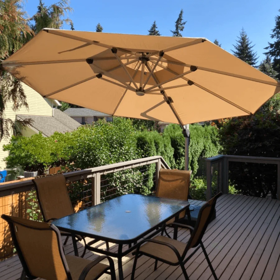 PURPLE LEAF Large Solar Yard Parasol Double Top Square Patio Umbrella with Lights - Image 58