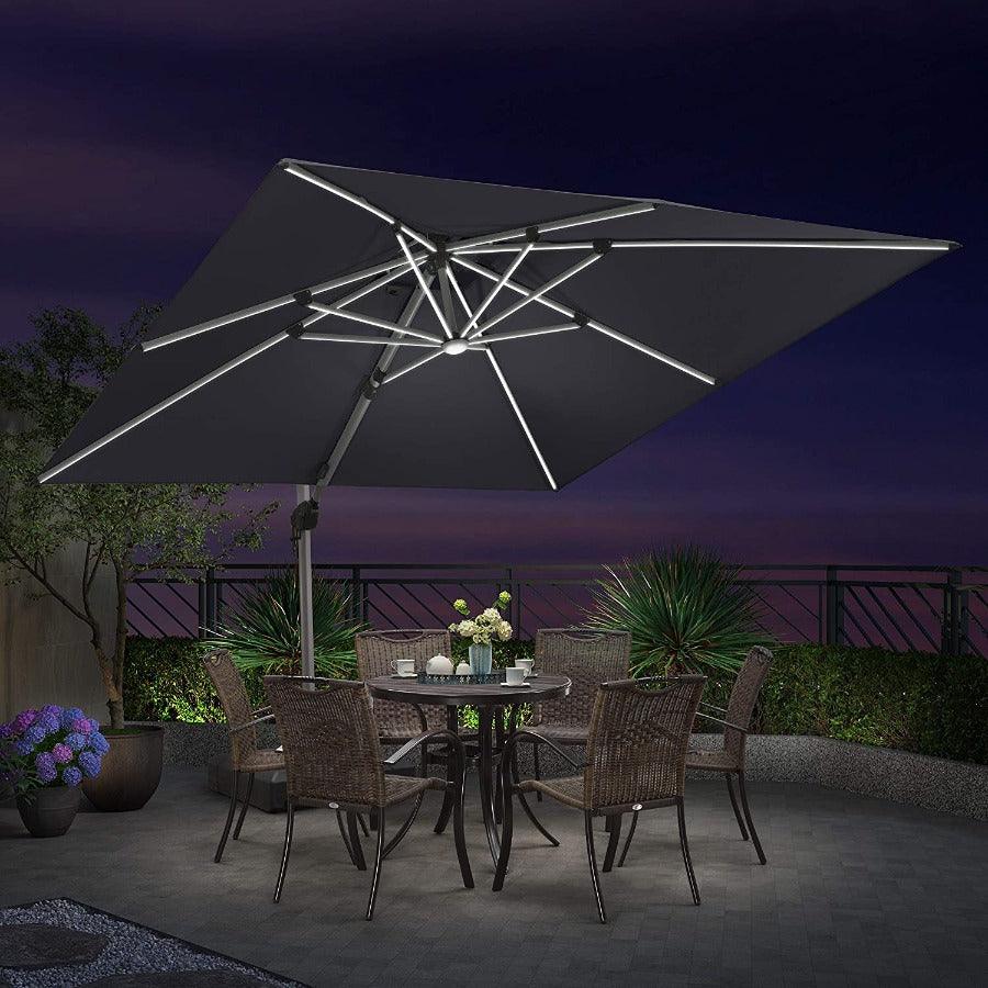 PURPLE LEAF Large Solar Yard Parasol Double Top Square Patio Umbrella with Lights - Image 75