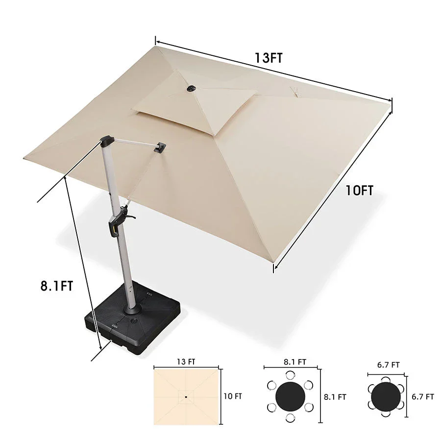 (Umbrella and Base Set) PURPLE LEAF Double Top Rectangle Outdoor Classic Parasol with base - Image 104