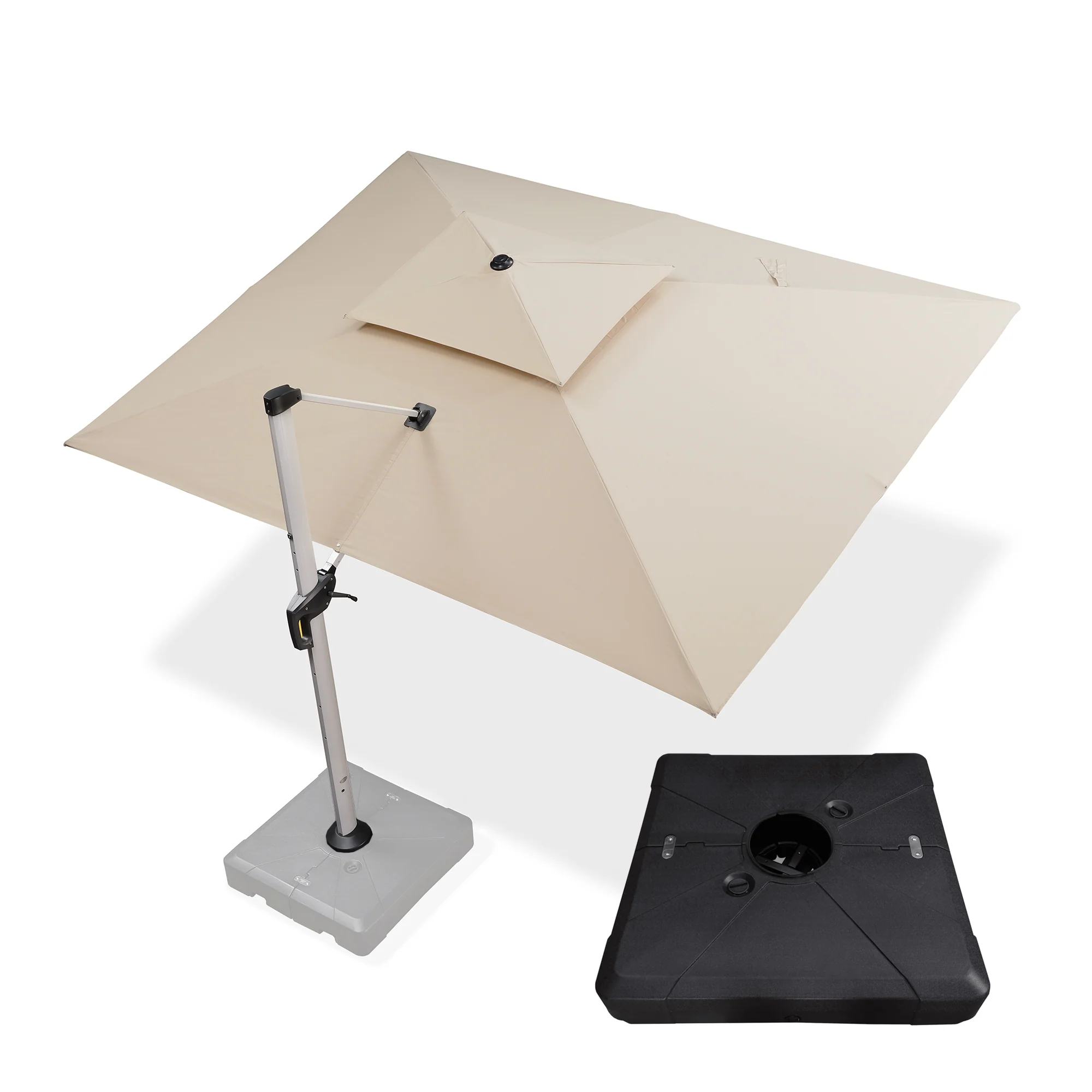(Umbrella and Base Set) PURPLE LEAF Double Top Rectangle Outdoor Classic Parasol with base - Image 112