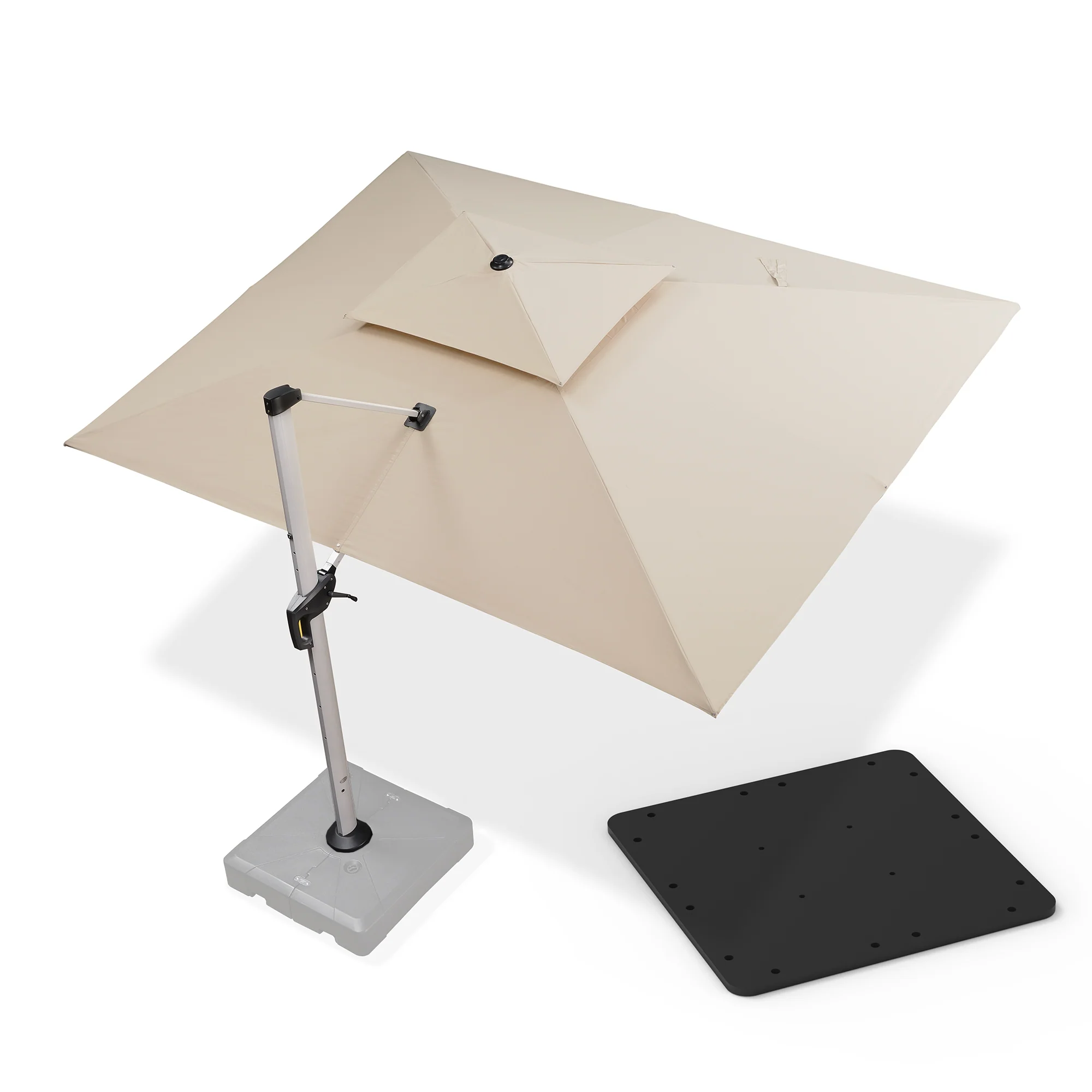 (Umbrella and Base Set) PURPLE LEAF Double Top Rectangle Outdoor Classic Parasol with base - Image 121