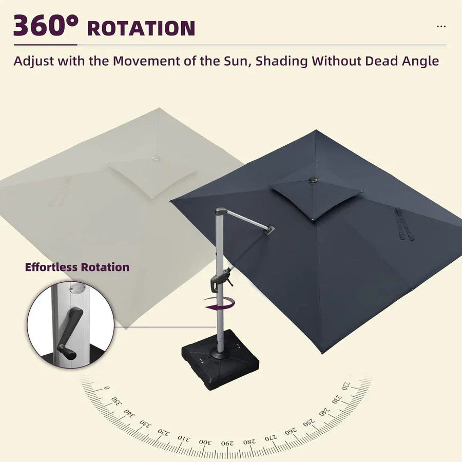 (Umbrella and Base Set) PURPLE LEAF Double Top Rectangle Outdoor Classic Parasol with base - Image 20