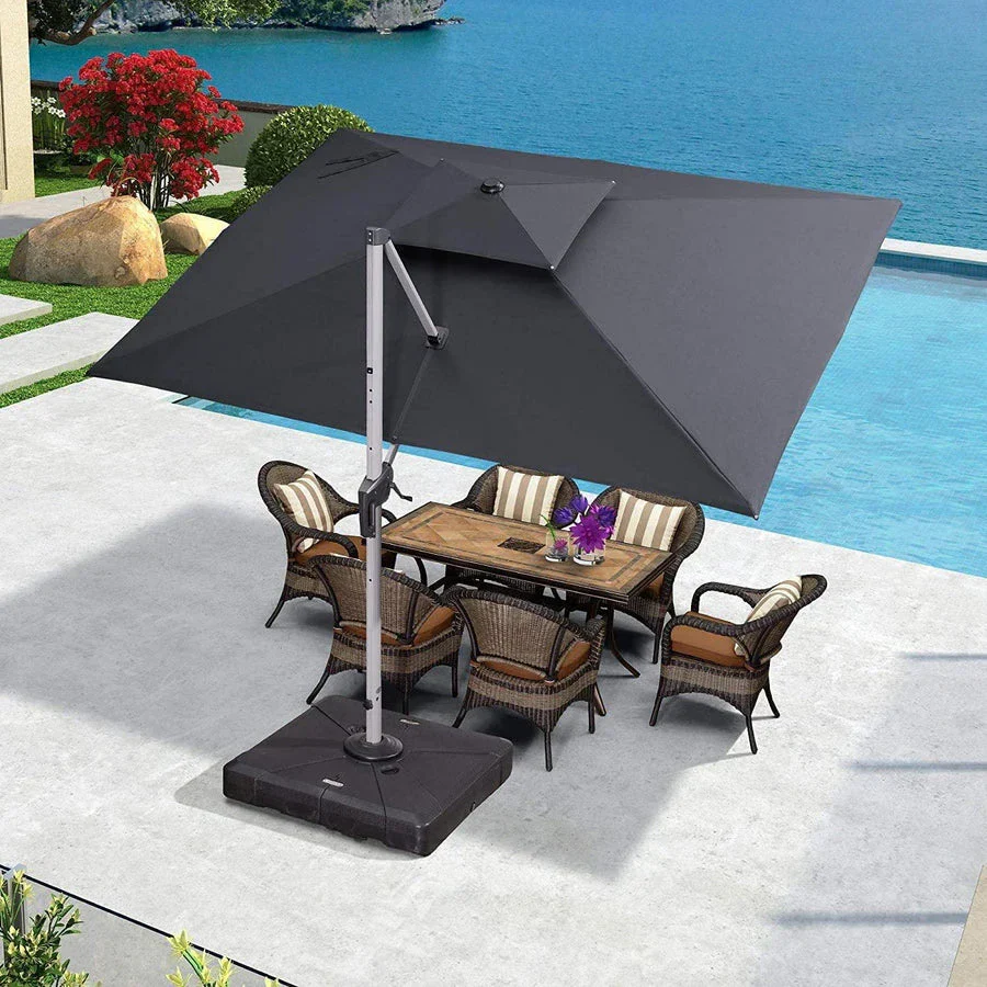 (Umbrella and Base Set) PURPLE LEAF Double Top Rectangle Outdoor Classic Parasol with base - Image 23