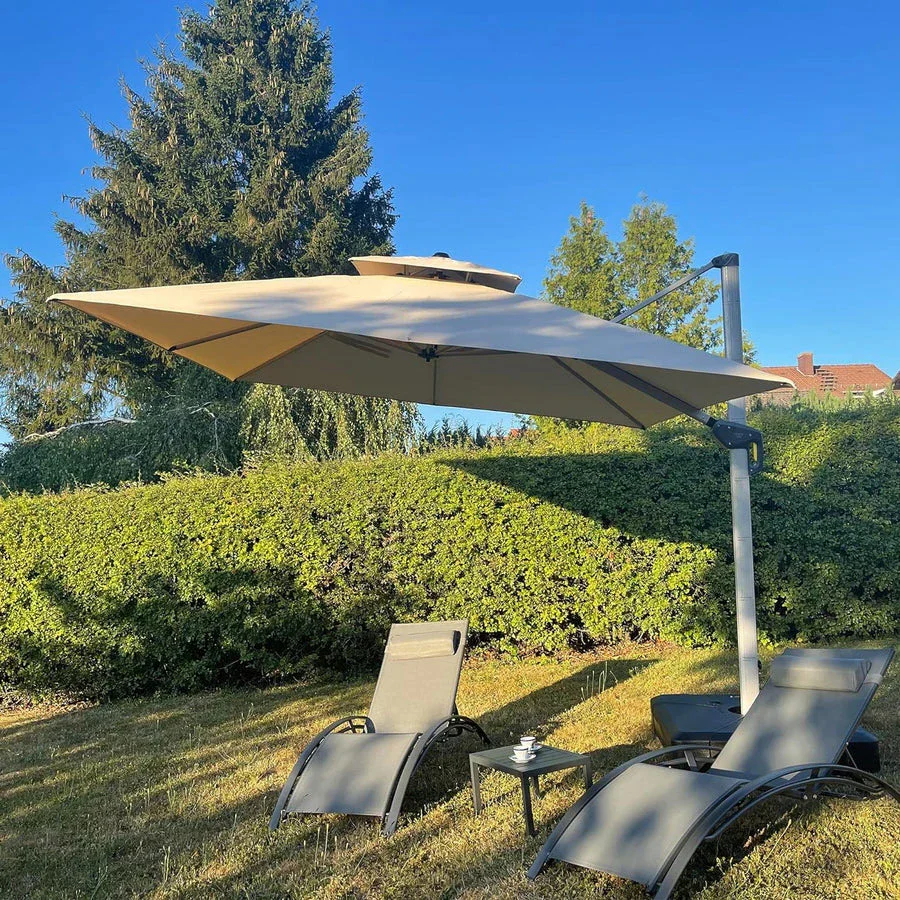 (Umbrella and Base Set) PURPLE LEAF Double Top Rectangle Outdoor Classic Parasol with base - Image 37