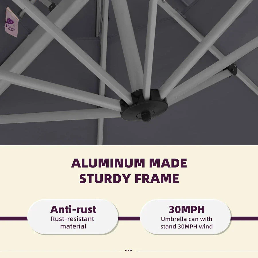 (Umbrella and Base Set) PURPLE LEAF Double Top Rectangle Outdoor Classic Parasol with base - Image 46