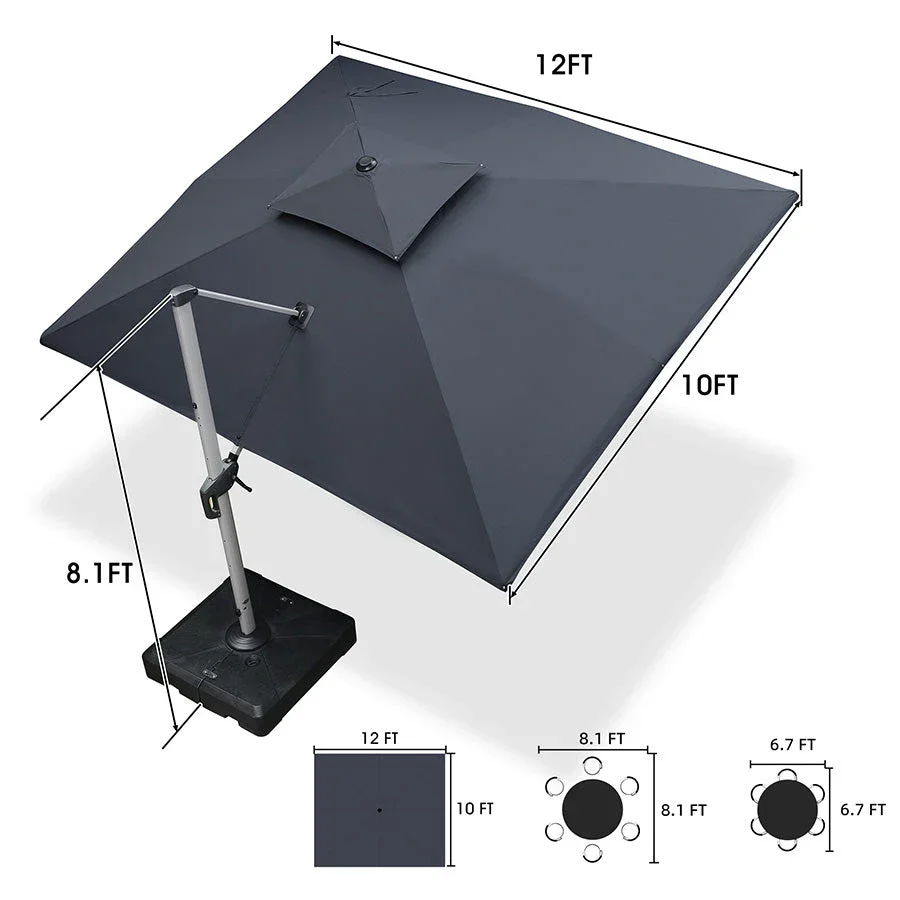 (Umbrella and Base Set) PURPLE LEAF Double Top Rectangle Outdoor Classic Parasol with base - Image 69