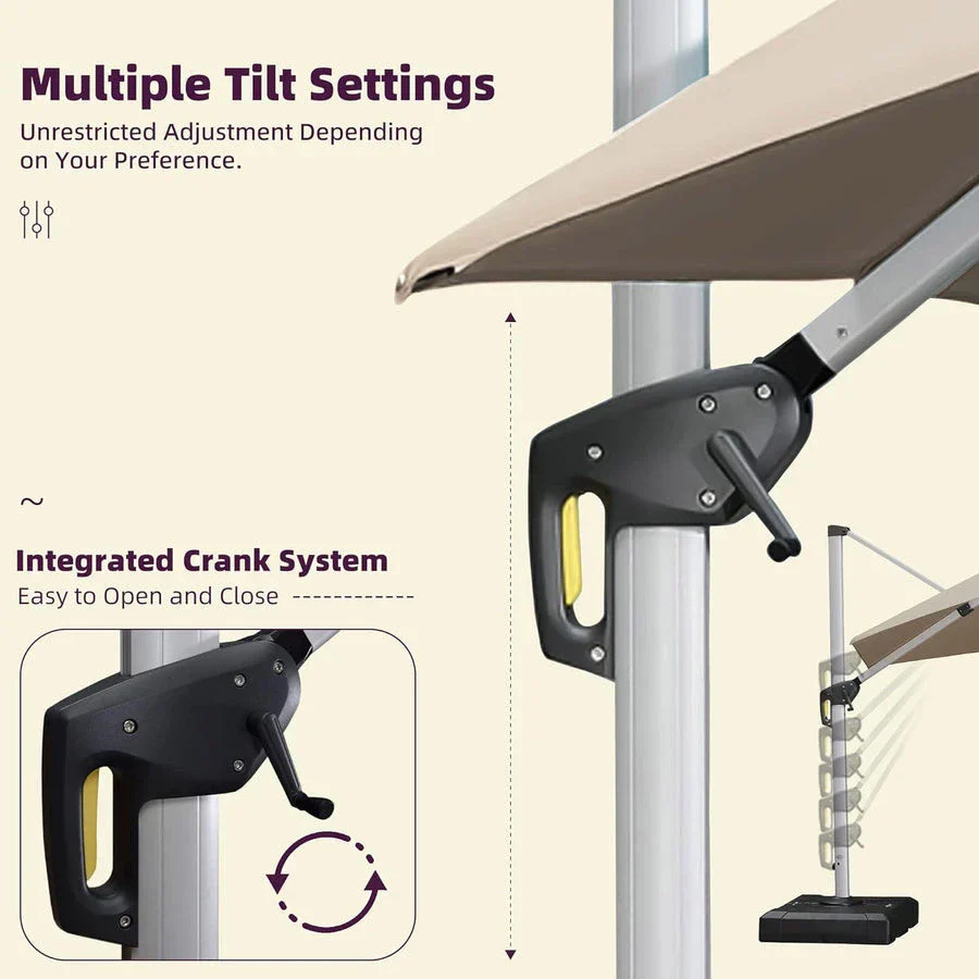 (Umbrella and Base Set) PURPLE LEAF Double Top Rectangle Outdoor Classic Parasol with base - Image 7