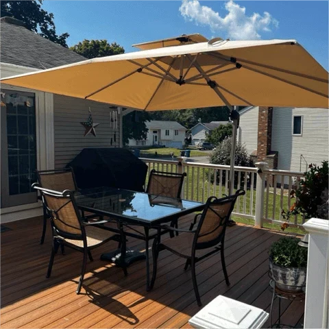 (Umbrella and Base Set) PURPLE LEAF Double Top Rectangle Outdoor Classic Parasol with base - Image 75